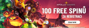 Založte si herní konto v online casinu Apollo Games a získejte 100 free spinů